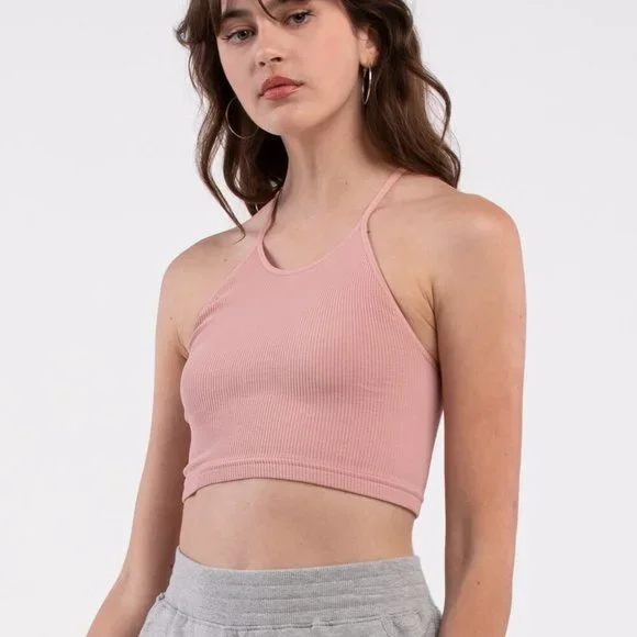 Free People Cropped Run Tank Soft Pink NWT Size M/L - Picture 5 of 6